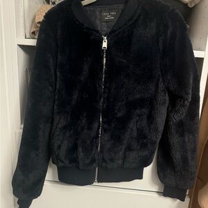 Navy Faux Fur Bomber Jacket